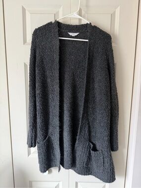 Time and Tru Charcoal Open-Front Cozy Cardigan